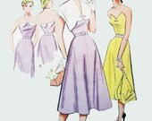 1950s Butterick 5719 Sundress Bust 34 Size 16 Party Dress Button on Bolero, Cuffed, Belted