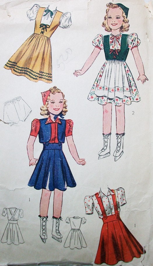 RESERVED FOR AVARASHA 30s Simplicity 2936 Dolls Outfit Size 24 Inch Height Skating Boots Suspender Skirt Blouse Girdle Laced Bodice Dress
