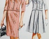 60s Butterick 2258 Bust 36 Size 16 2 Piece Outfit Suit Collarless Pocket Flaps Semi Fit Jacket Slim Wiggle or Box Pleated Skirt