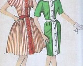 60s Simplicity 4295 Dress Bust 34 Size 14 Slim or Full Skirt Wiggle Kimono Sleeves Front Button Closing Mad Men UNCUT FF