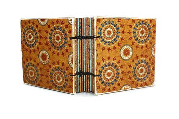 Small Orange and Blue Glittered Coptic Bound Journal.