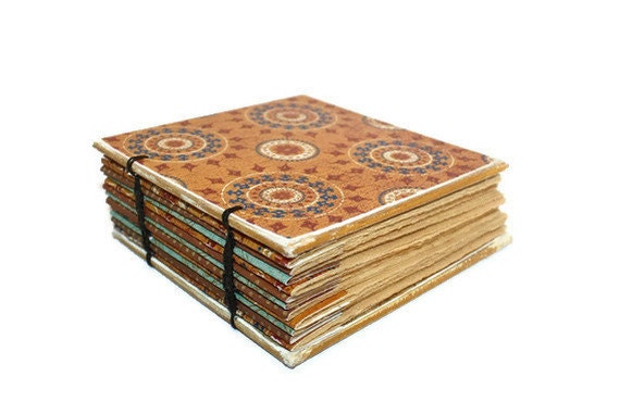 Small Orange and Blue Glittered Coptic Bound Journal.