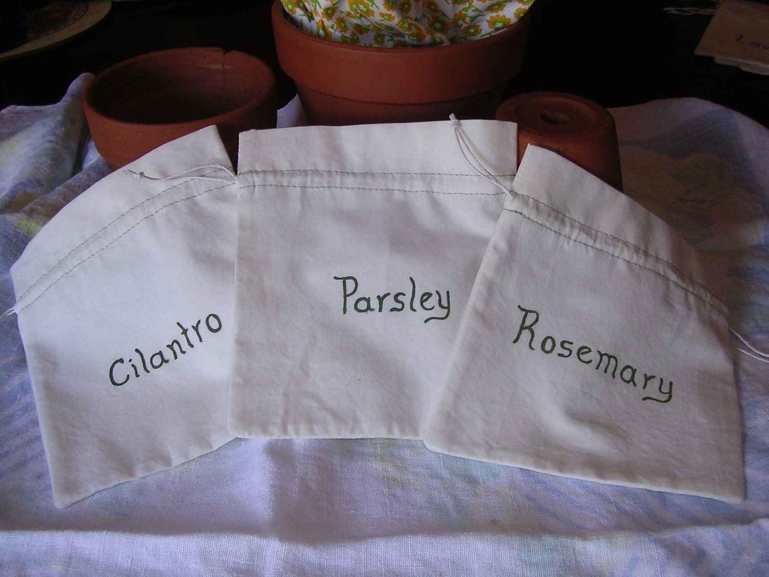 Handpainted Mothers Kitchen Garden herb seeds by calibama08