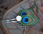 Peacock Feather haircomb -Vintage glam