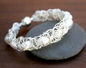 Pearl cuff bracelet - Silver wire wrapped cuff bracelet with freshwater pearls - a statement piece for the modern bride