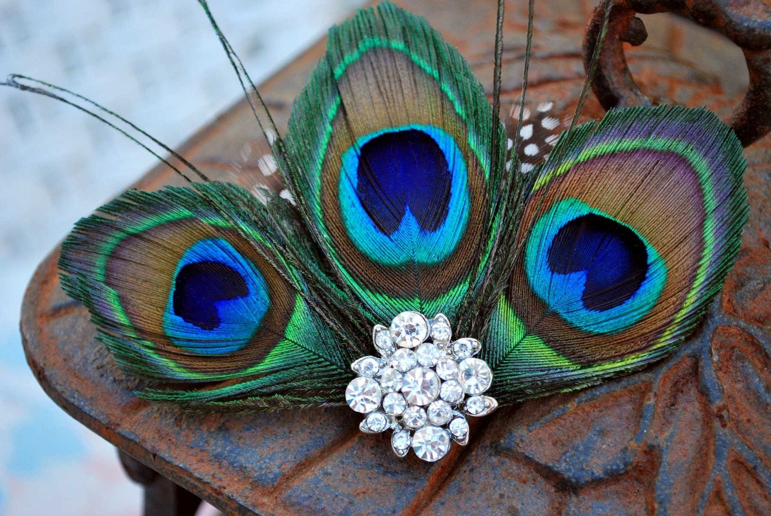 Luxe Peacock Feather fascinator -Vintage glam
