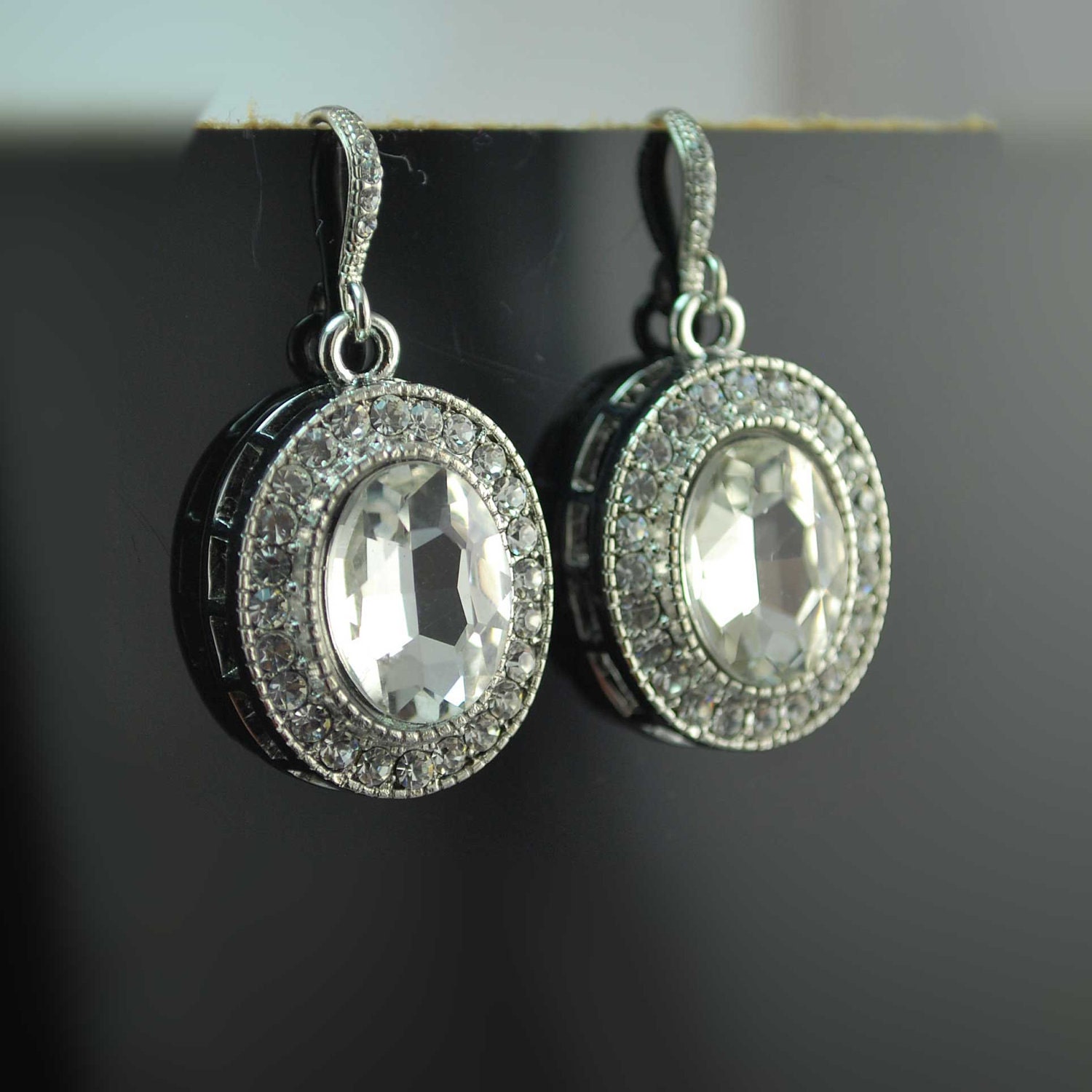 Bridal earrings -Art Deco Estate earrings -Gorgeous Vintage inspired drop earrings-Bridal -Prom - Bridesmaid