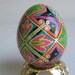 Pysanka, batik egg on chicken egg shell, Ukrainian Easter egg, hand painted egg ornament