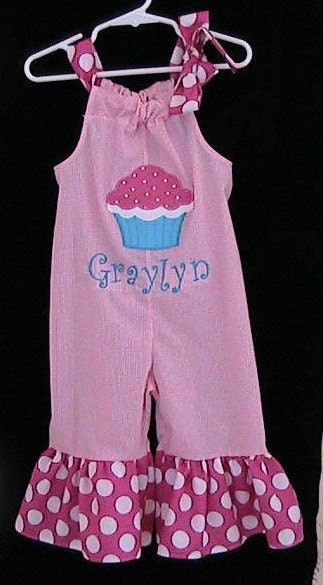 Custom Boutique Pillowcase Longall Outfit Personalized Cupcake Birthday Outfit Toddler Girls