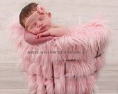 Pink Newborn Baby Girl Mongolian 3" Pile Faux Fur Blanket, Great for photo prop