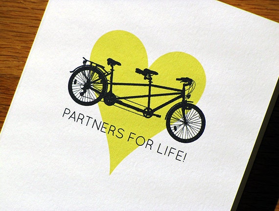 Congratulations Wedding Card Tandem Bicycle - HeartsGrowFonder