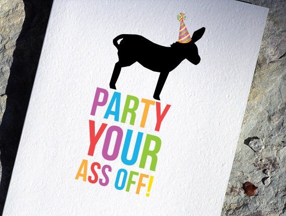 Funny Birthday Card Party Donkey