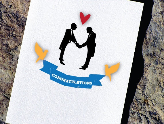 Gay Wedding Card Congratulations By Heartsgrowfonder On Etsy 3334