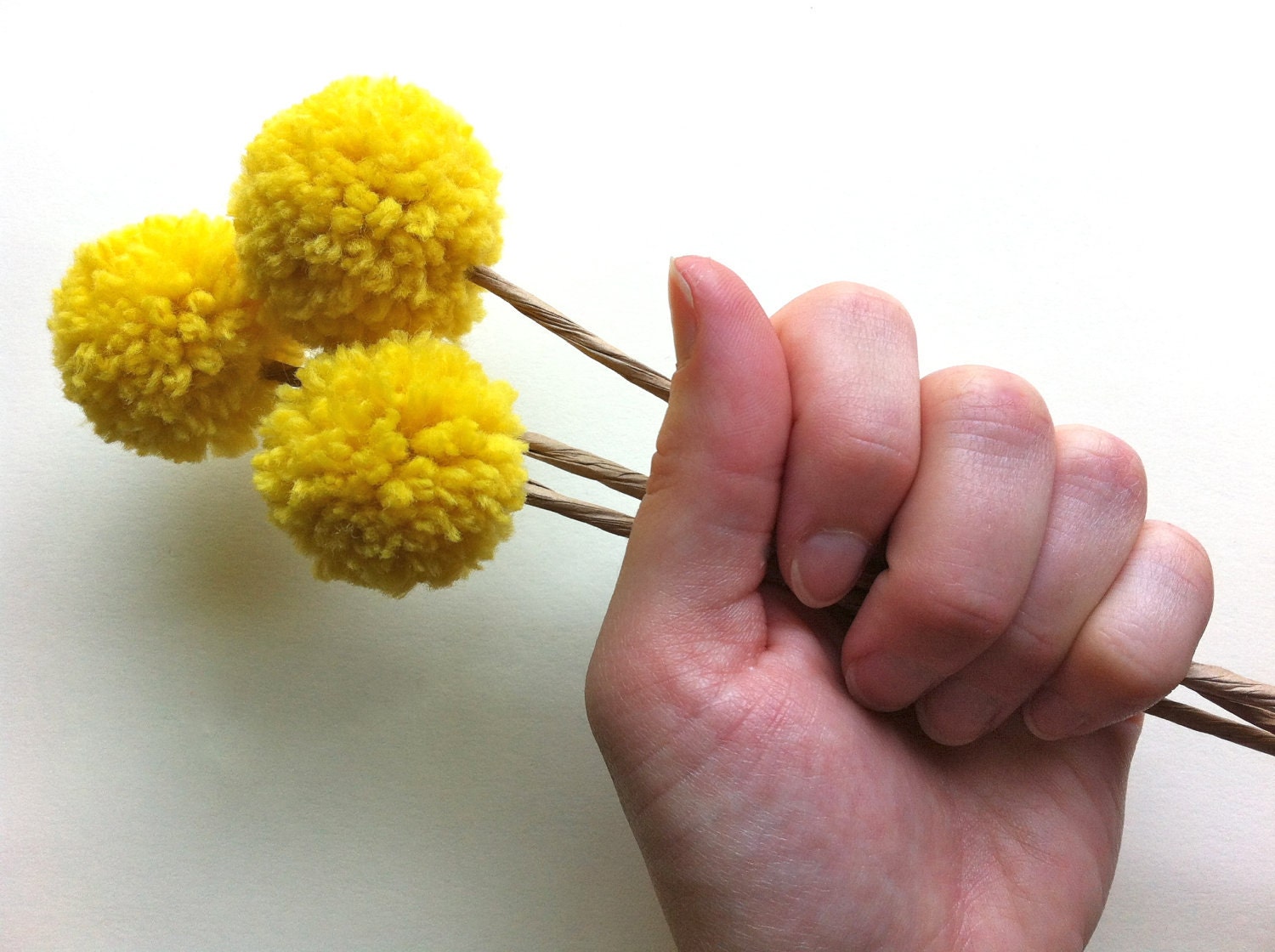 Spring Pom Pom Flowers in Mustard / Yellow Billy Balls / Billy Button Bouquet