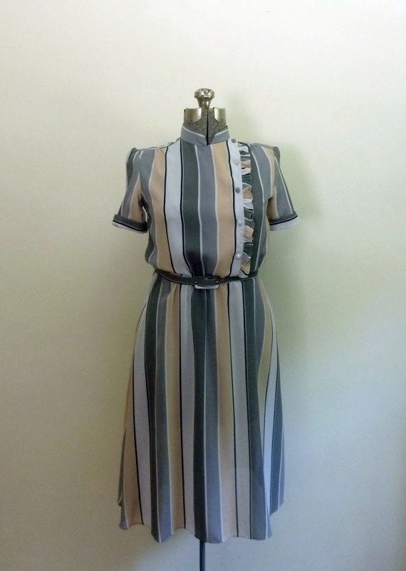 1970s Striped Secretary Dress Jonathan Martin