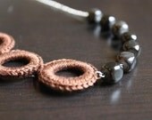 Crochet Rings Necklace Beads Brown