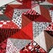 Red Black Table Runner Chevron Triangles Handmade Quilted Ready to Ship One of a Kind