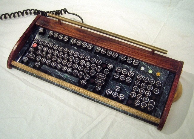 Antique looking -IBM Clicky Keyboard-Victorian Steampunk Styling- Typewriter - Recycled, Rebuilt, Custom Built and Restored