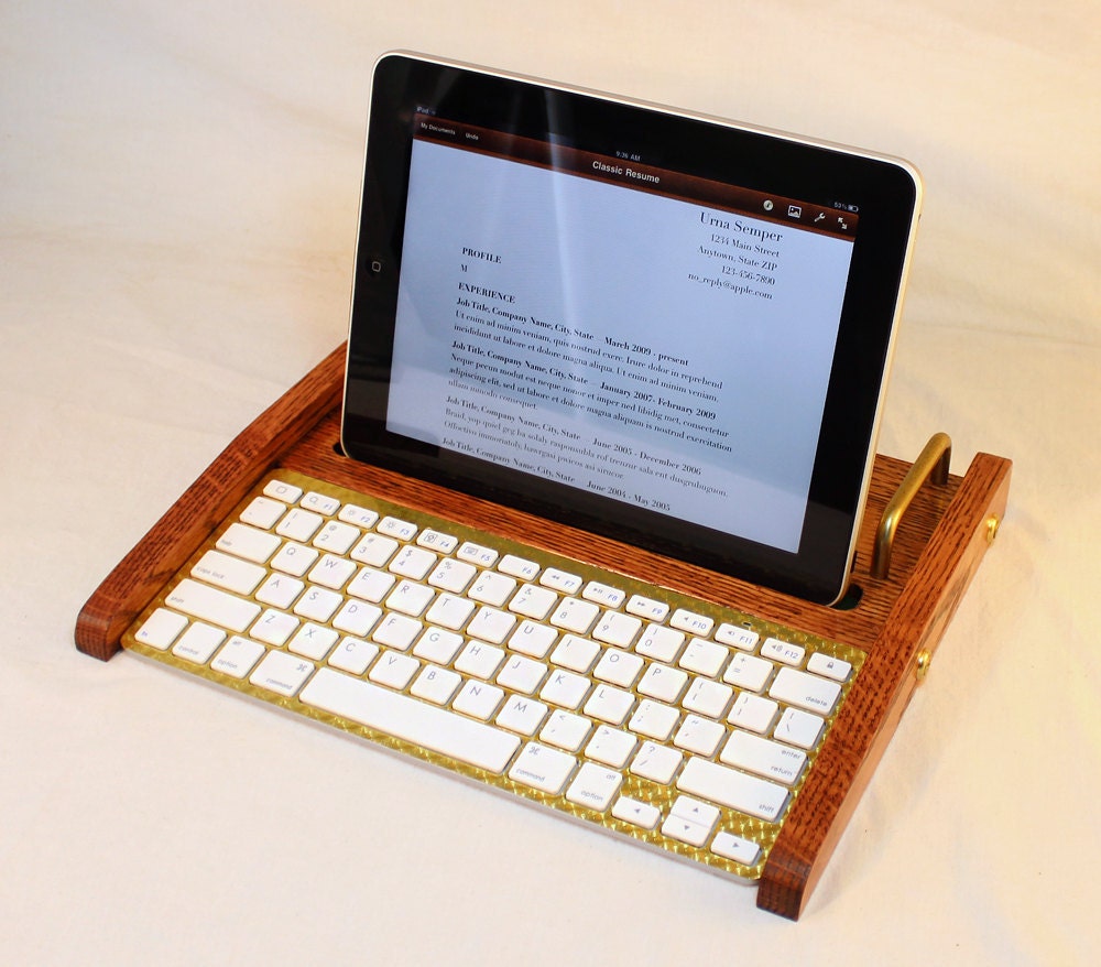 iPad Workstation - Keyboard - Tablet  Dock  - Oak -  iPad, IPhone, Tablet Bluetooth Keyboard Computer Desktop Workstation