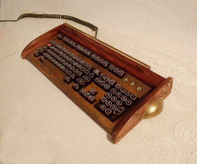 Antique looking -IBM Clicky Keyboard-Victorian Steampunk- Rusty Styling- Typewriter - Recycled, Rebuilt, Custom Built and Restored