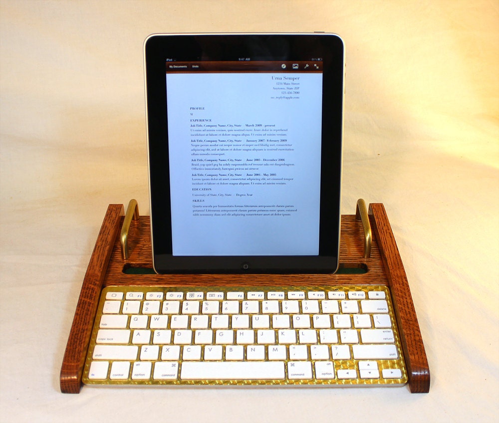 iPad Workstation - Keyboard - Tablet Dock - Oak - iPad, IPhone, Tablet Bluetooth Keyboard Computer Desktop Workstation