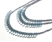 Raindrop Clear Blue and Gray Glass bead "Gotas de Lluvia" Necklace