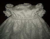 White Infant Christening Gown / Baptismal Dress Size Small - Ready to Ship