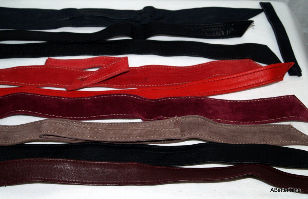 Lot of 9 suede and leather belt lengths