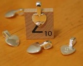 50 High Quality Small Heart Shape Silver Color Glue On Bails, Great For Photo, Scrabble Tile , Dichronic , Glass Tile Pendants, And More.