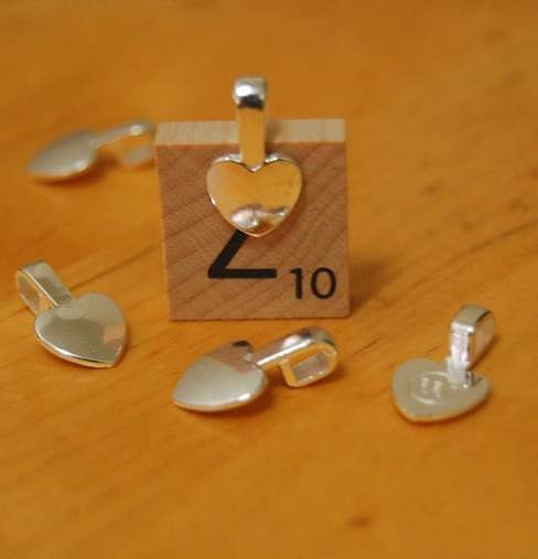Wholesale - 100 High Quality Small Heart Shape Silver Color Glue On Bails, Great For, Dichronic Jewelry, Glass Tile Pendants, And More.