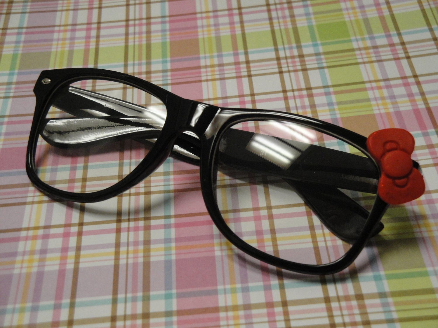 Nerd Glasses with Bow - Clear Lens, Black Frames