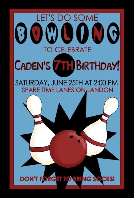 Personalized Bowling Birthday Party Invitation Design Digital YOU PRINT Invite Boy Bowl