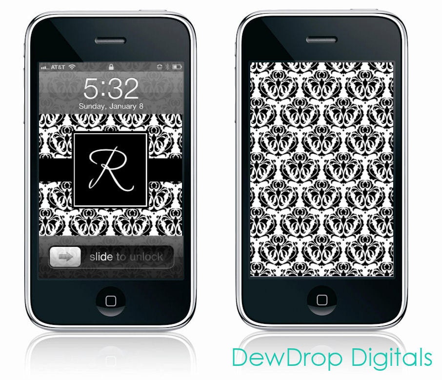 iPhone or iPod Touch personalized screensaver and wallpaper background Damask Customized