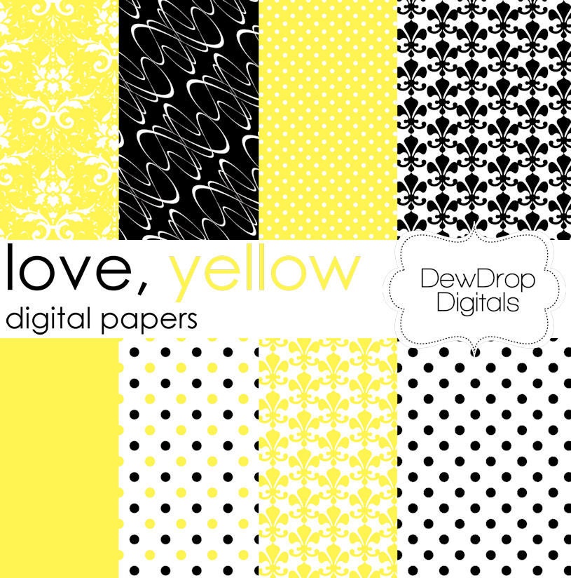 INSTANT Download Digital Scrapbooking Paper Pack Fun Black Yellow and White Scrapbook Papers Kit Bee Buzz