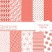 INSTANT Download Digital Scrapbooking Paper Pack Fun Coral and White Scrapbook Papers Kit dahlia polka dots pages
