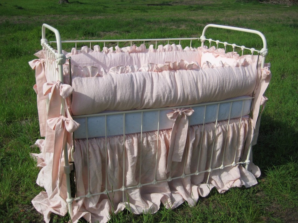 Ballet Pink Handkerchief Linen 2" Ruffled Nursery Bedding