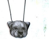 Dog neclace -pendant, drawing on plastic