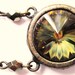 Vintage-Olive Green Crystal -Multi Color-Pendant-Antique Gold Necklace