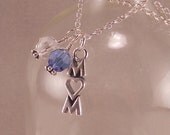 New Mom Necklace. Personalized birthstone. Mother's Day Gift, heart, from kids. Sterling silver. family jewelry, personalize gifts