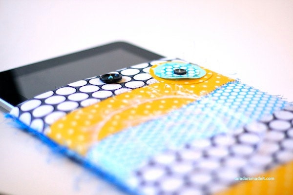 Award Winning iPad Sleeve Cover- Yellow, grey, teal polka dots Il_570xn