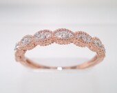 14K Rose Gold  Wedding & Anniversary Diamond Band 0.10ct handmade