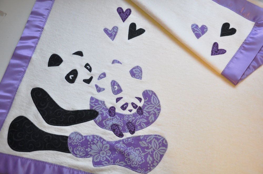 RESERVED for Valerie-- Super Soft Organic Panda Baby Blanket -- Personalized Free -- Toddler Size