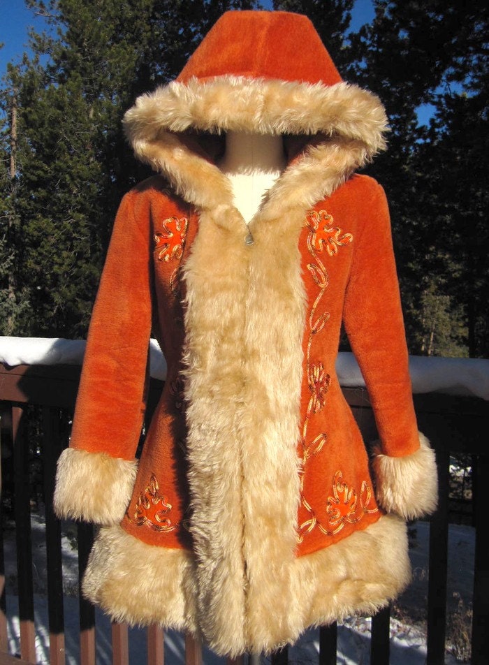 vintage 60's ESKIMO CUTIE faux fur hooded COAT by lovespyvintage