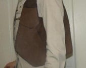 Asymmetrical Shoulder Bag Purse Brown Leather Antiqued Distressed Sleek Modern rustic layered tote custom color black tan gray suede canvas