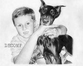 Custom portrait (2 subjects) 5" x 7" pets dog cat baby children child wedding grandparents family animals mothers fathers day