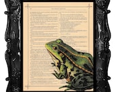 Dictionary Art Print FROG Vintage Home Decor Art Print on antique book pages Leap FROG