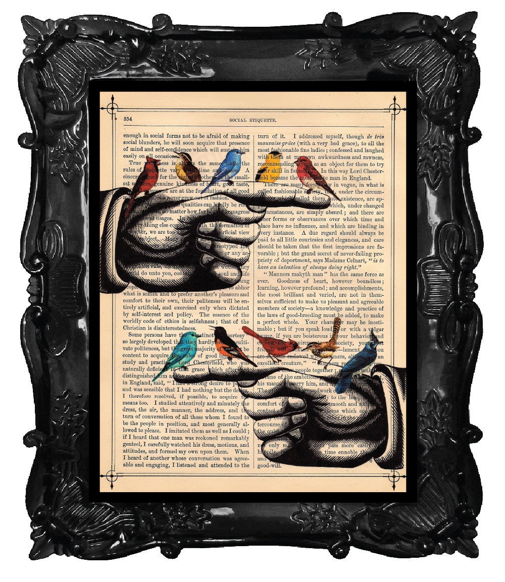 BIRD Bird Finger - BIRD art print - dictionary antique book page BIRDS art