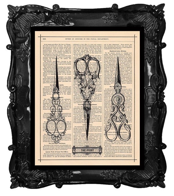 The point SCISSORS Art Print Victorian SCISSORS Collage on antique book page dictionary art print