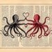 Custom Wedding Octopus Print - Dictionary Art - Octopus Art Print Octopus Lovers Art Print