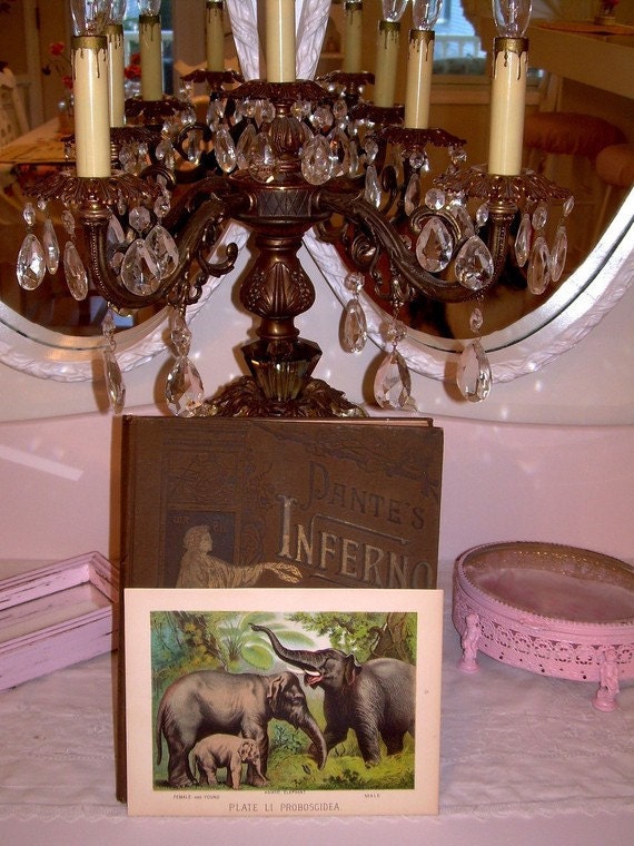 Love Elephant Art Print Vintage Dictionary Print Antique Hearts Book Page Elephant Art Print